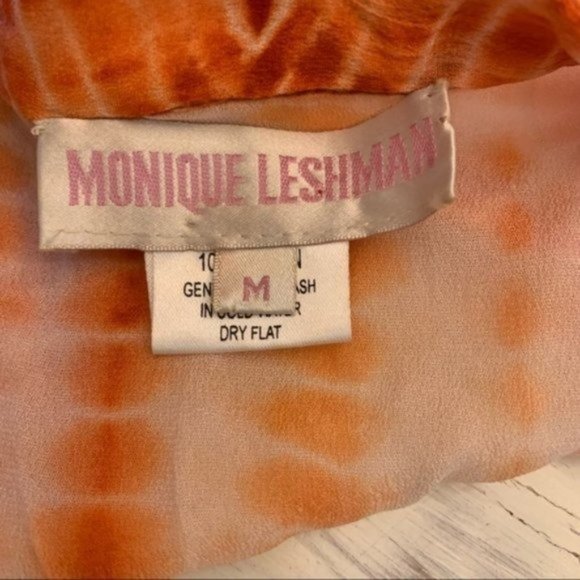 Monique Leshman Tie Dyed Orange Purple Aqua Boho Drawstring Tunic Medium - Picture 6 of 10